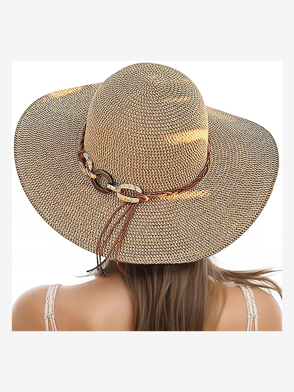 Beach Sun Straw Hats for Women, UPF 50+ UV Sun | 9Cm- Khaki, Beige | Size OS